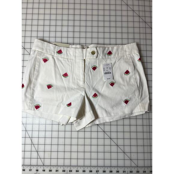 J. Crew White Shorts Watermelon Design Women's 8 NWT - Picture 1 of 5